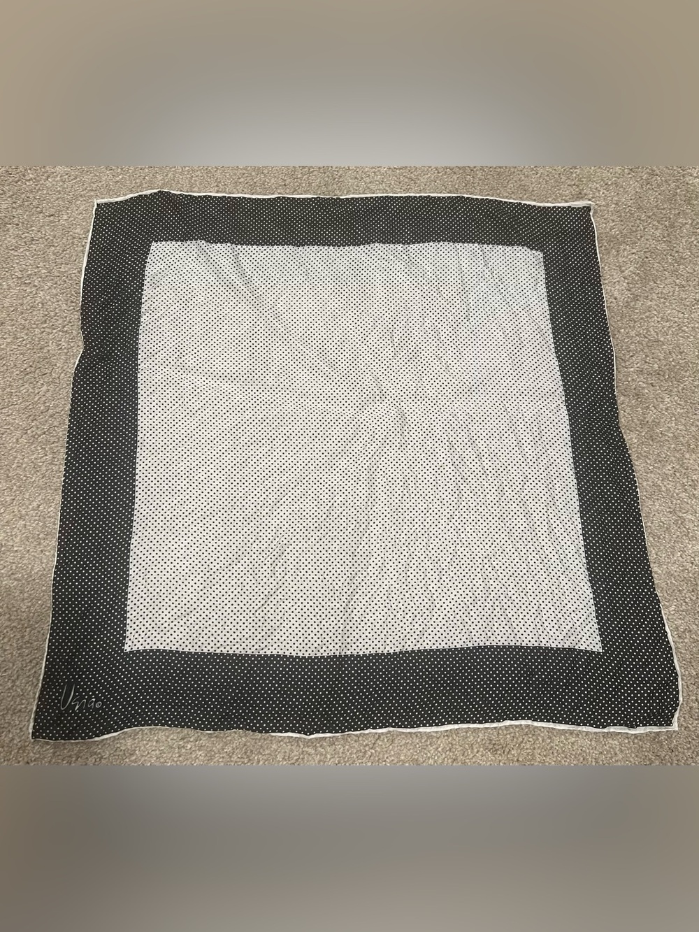 Vera Black and White Polka Dot Silk Blend Scarf